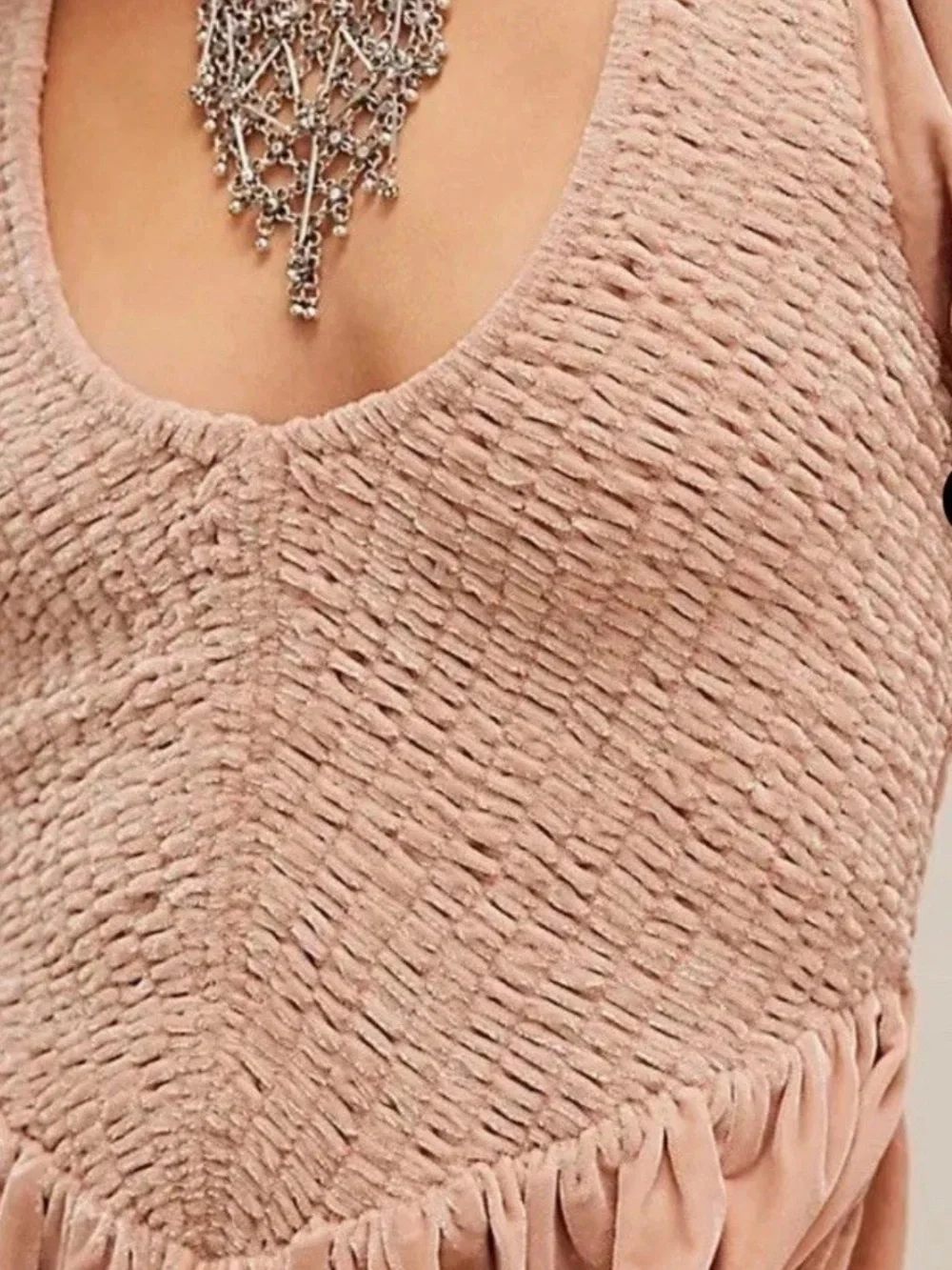 NWT Free People Farrier Velvet Smocked Mini Dress Pink/Mauve XS